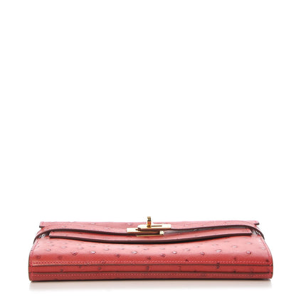 Hermes Ostrich Kelly Longue Wallet Rouge Vif 6 of 22