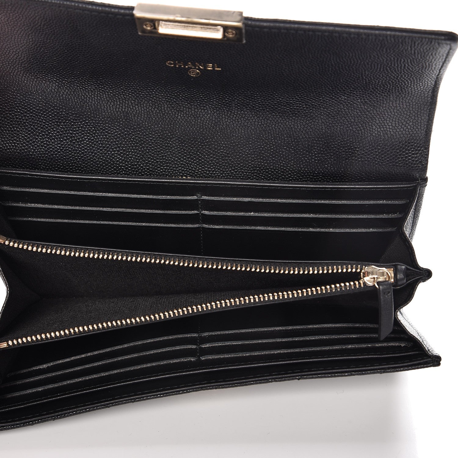 Chanel Caviar Quilted Large Golden Class Gusset Flap Wallet Black 5 of 9