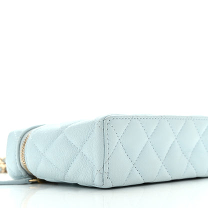 Chanel Caviar Quilted Top Handle Slim Vanity With Chain Light Blue 9 of 11