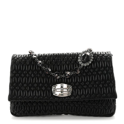 Miu Miu Nappa Matelasse Crystal Flap Clutch Black 1 of 11