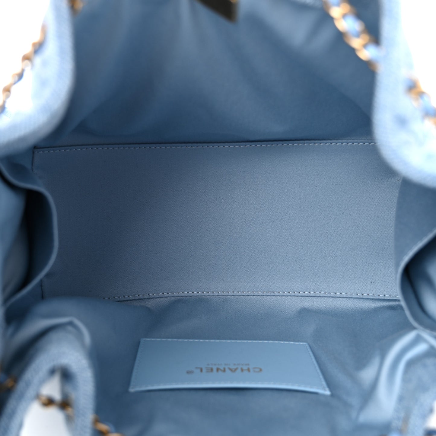 Washed Denim Quilted Small Chanel 25 Handbag Blue