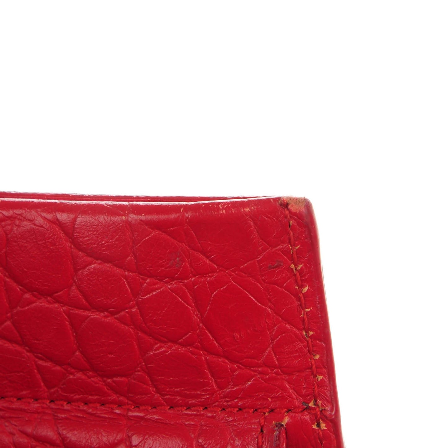Calfskin Crocodile Embossed Medium Cabas Rive Gauche Red