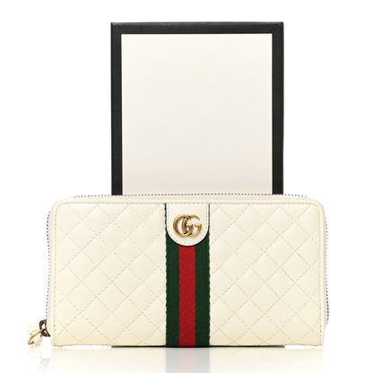 Gucci Calfskin Web Trapuntata GG Zip Around Wallet Off White 8 of 8