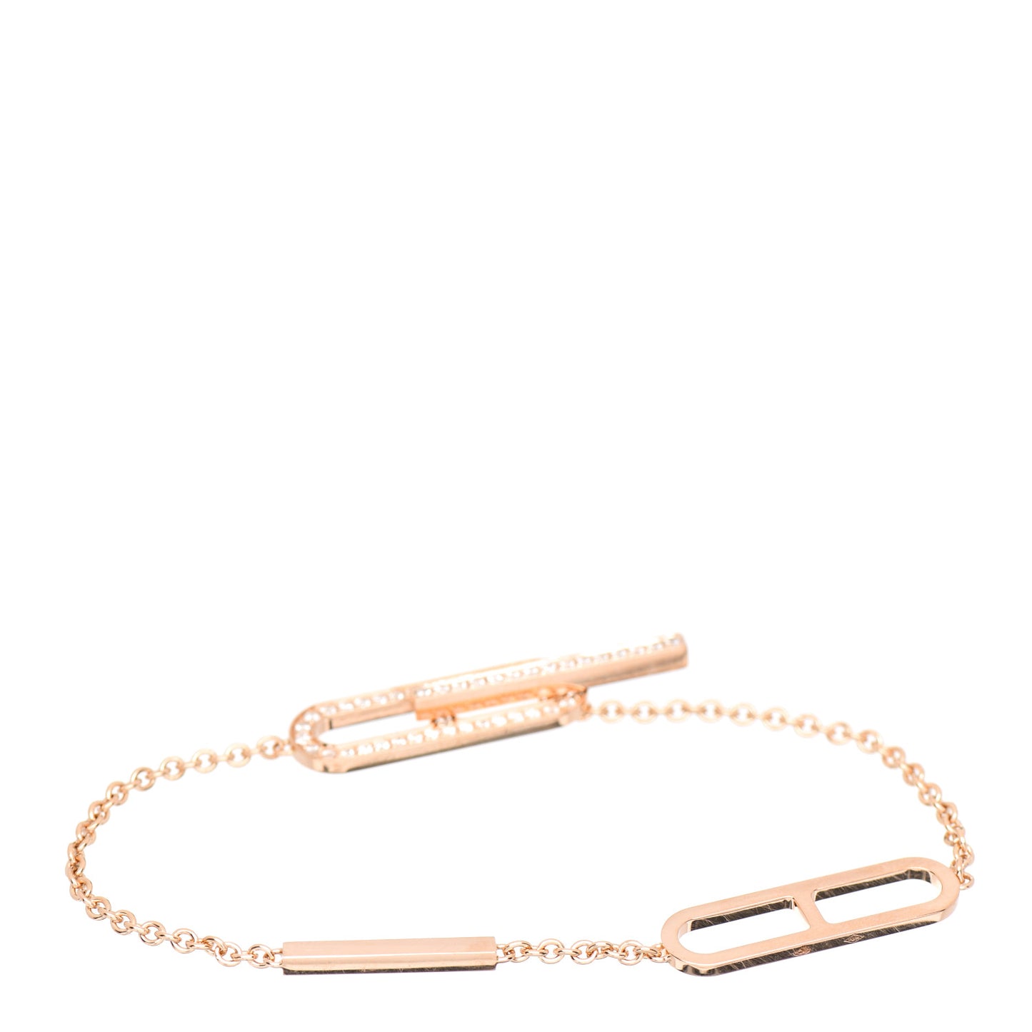 18K Rose Gold Diamond PM Ever Chaine D'Ancre Bracelet SH