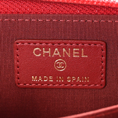Chanel Caviar Quilted Boy Zip Around Coin Purse Wallet Red 6 of 8