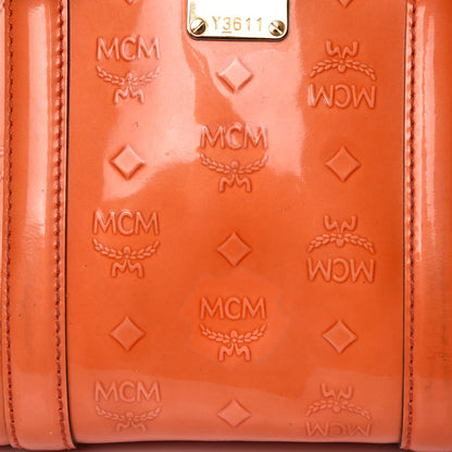 MCM Monogram Patent Zip Top Tote Orange 20 of 23