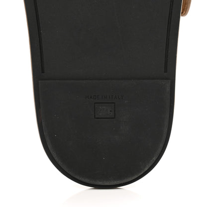 Fendi Fabric Jacquard Nappa FF Womens Fendi Feel Buckled Slide Sandals 37.5 Tobacco Black Miele Scuro 7 of 9