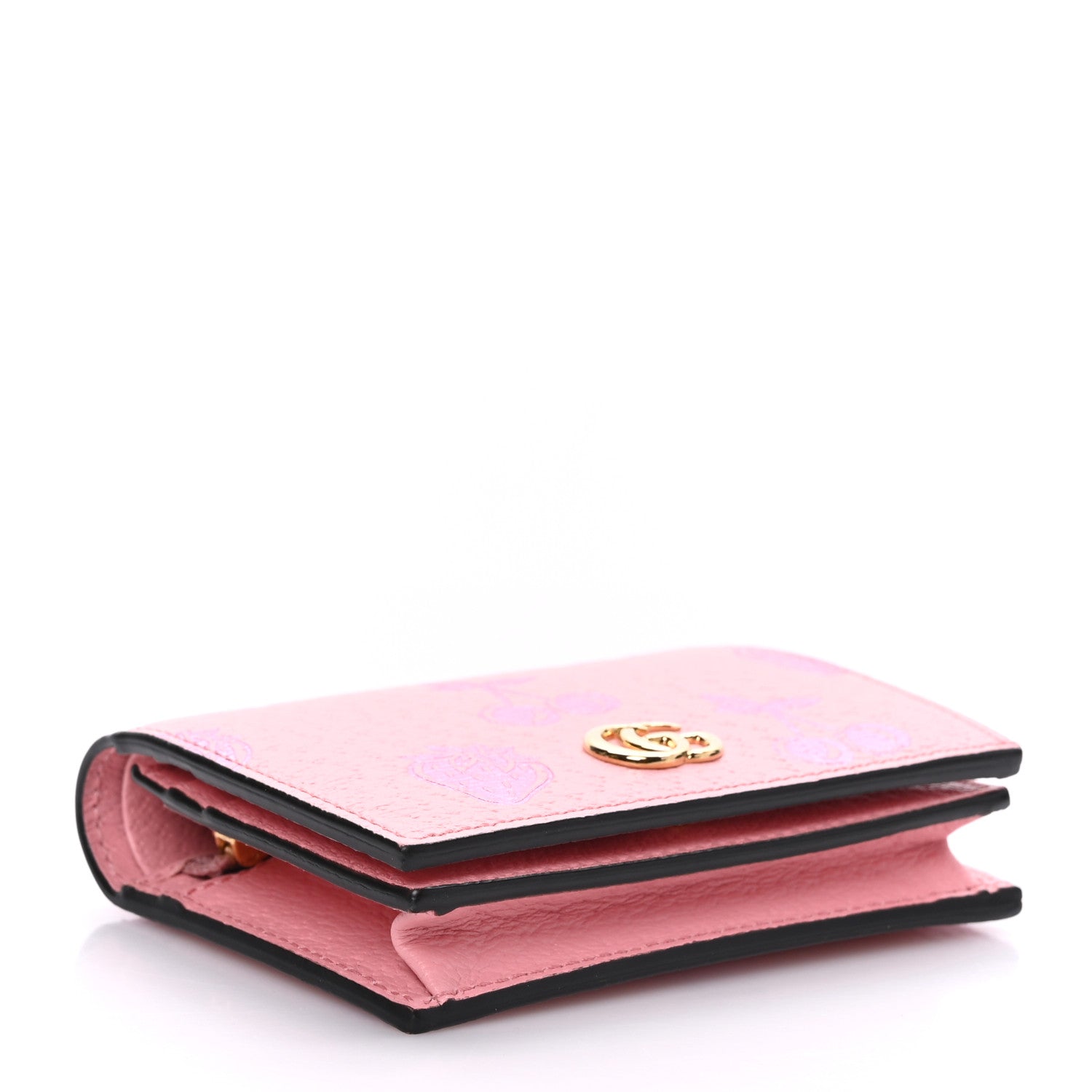 Gucci Textured Dollar Calfskin Berry Print GG Marmont Card Case Pink Purple 4 of 6