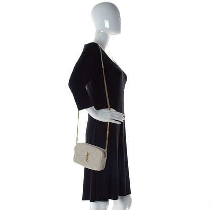 Saint Laurent Grained Lambskin Quilted Mini Becky Double Zip Bag Vintage White 2 of 15