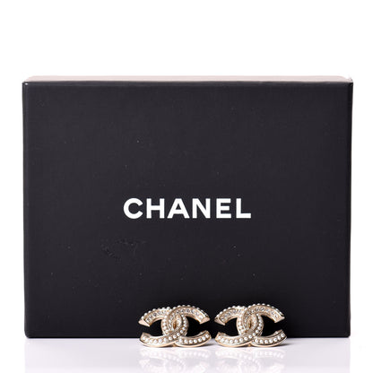 Chanel Crystal Pearl Chain Mania CC Earrings Gold 5 of 5