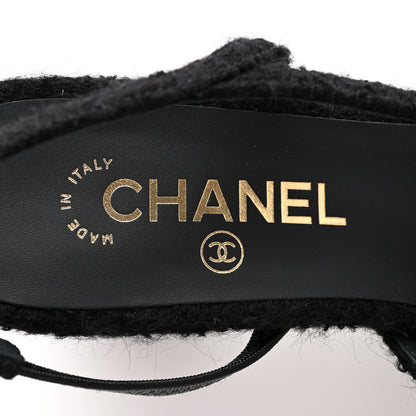 Chanel Tweed Patent Cap Toe CC Slingback Pumps 40 Black 7 of 9