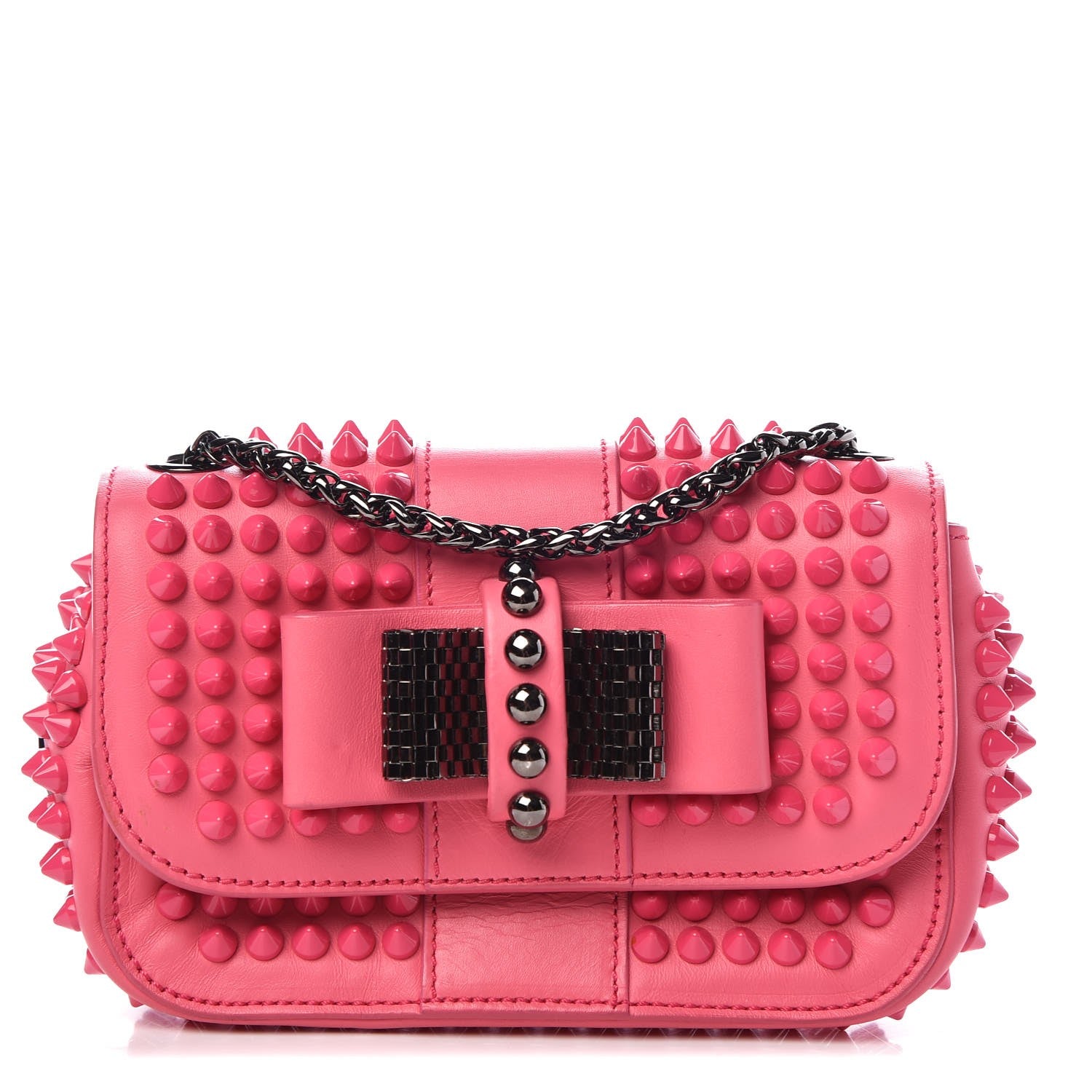 Christian Louboutin Calfskin Spiked Sweety Charity Crossbody Bag Pink 1 of 10