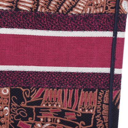Christian Dior Canvas Embroidered Dior Animals Tiger Book Tote Deep Blue Fuchsia 9 of 12