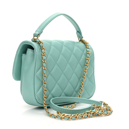 Chanel Calfskin Quilted Top Handle Flap Light Blue 3 of 11