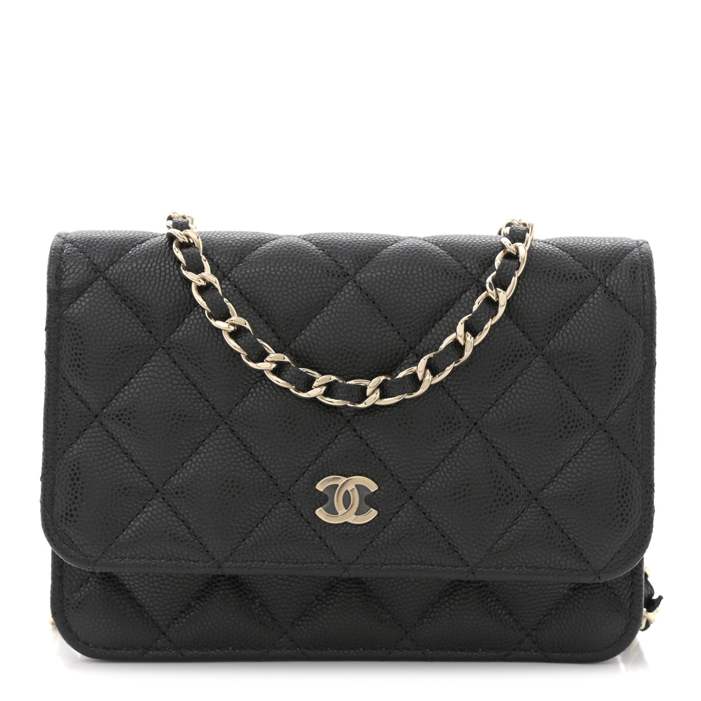 Caviar Quilted Mini Wallet On Chain WOC Black