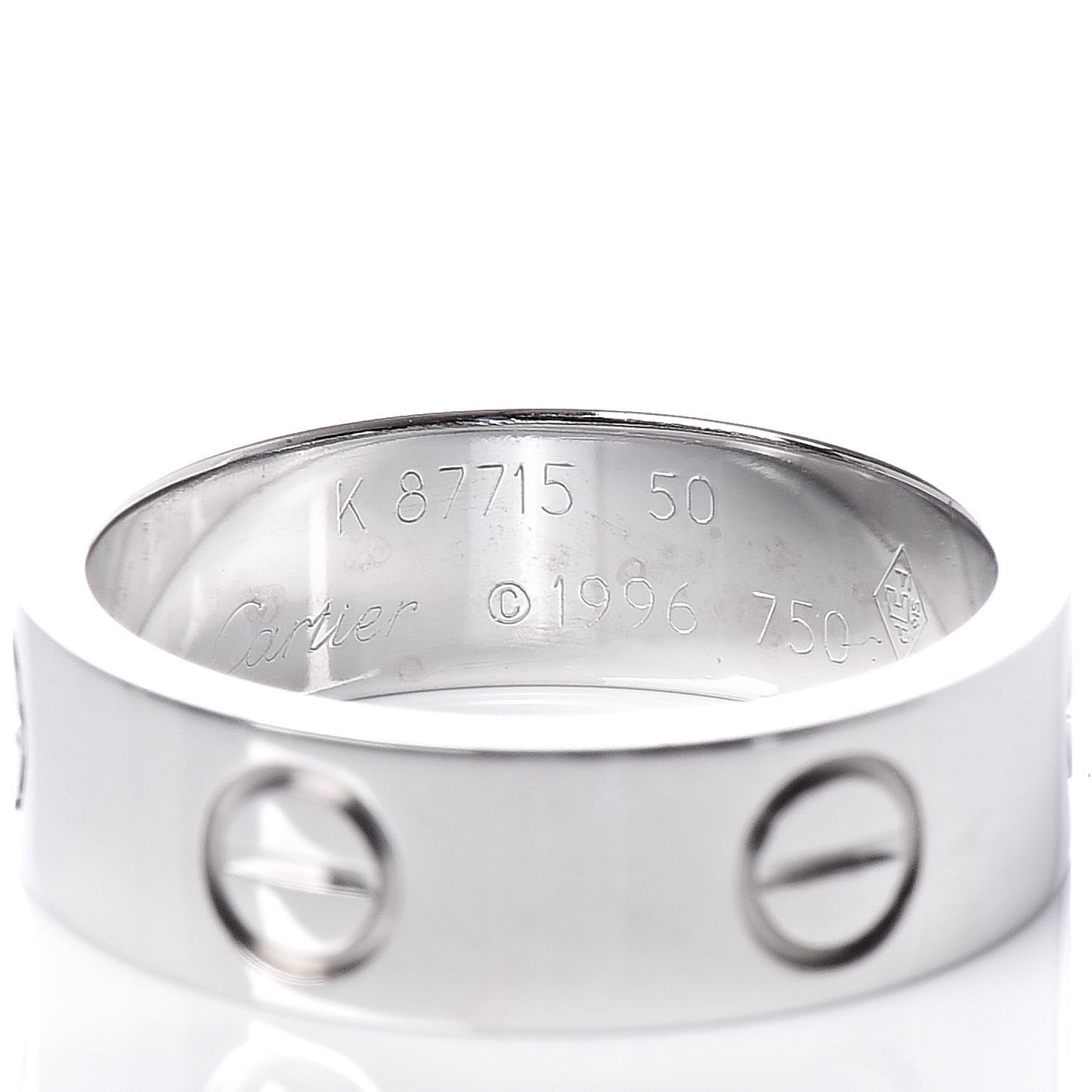 18K White Gold 5.5mm LOVE Ring 50 5.25