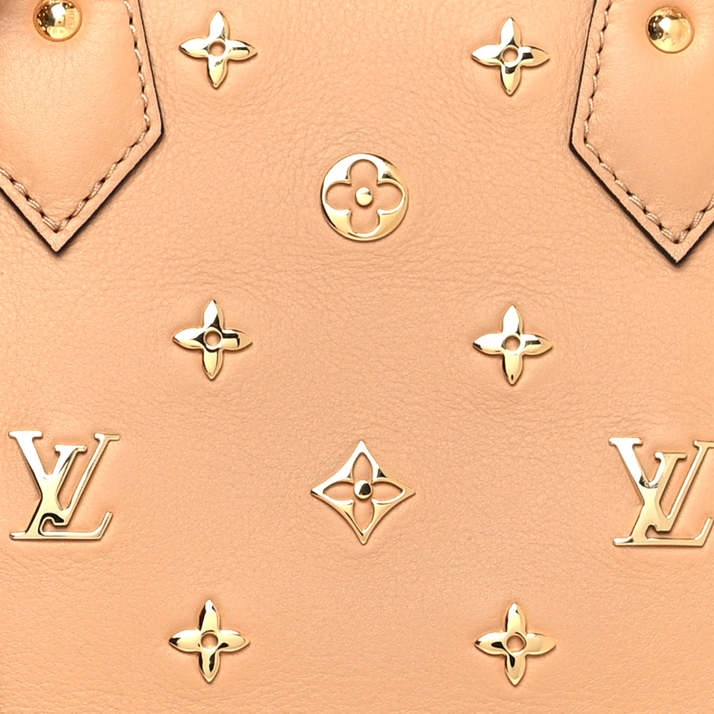 Calfskin Metal Monogram Alma BB Camel Brown