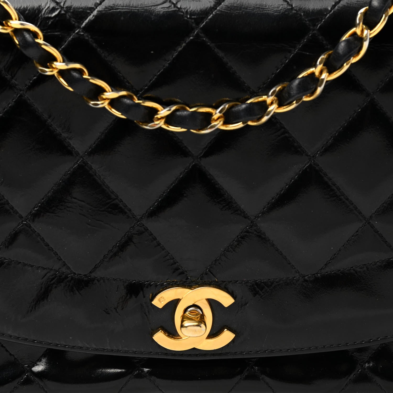 Chanel Patent Quilted Medium Single Flap Bag Black 8 of 11