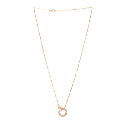 Cartier 18K Pink Gold Diamond Interlocking LOVE Paved Necklace 3 of 5