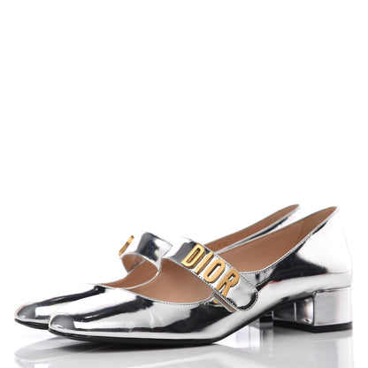 Christian Dior Mirror Finish Calfskin Baby-D Ballet Pumps 38 Silver 3 of 9