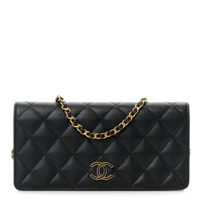 Chanel Caviar Quilted Glitter CC Roller Skate Clutch With Chain Black Black 1 of 16