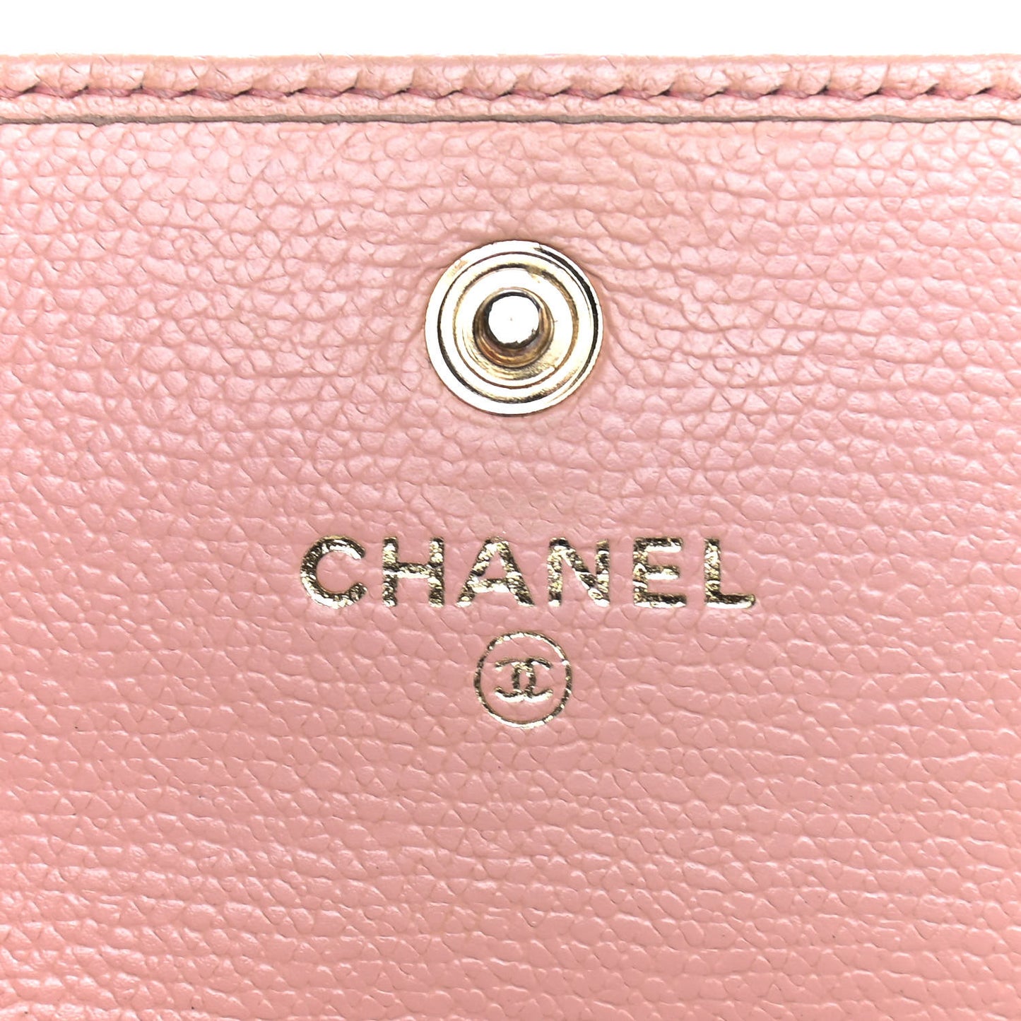 Grained Calfskin CC Button Key Holder Case Pink