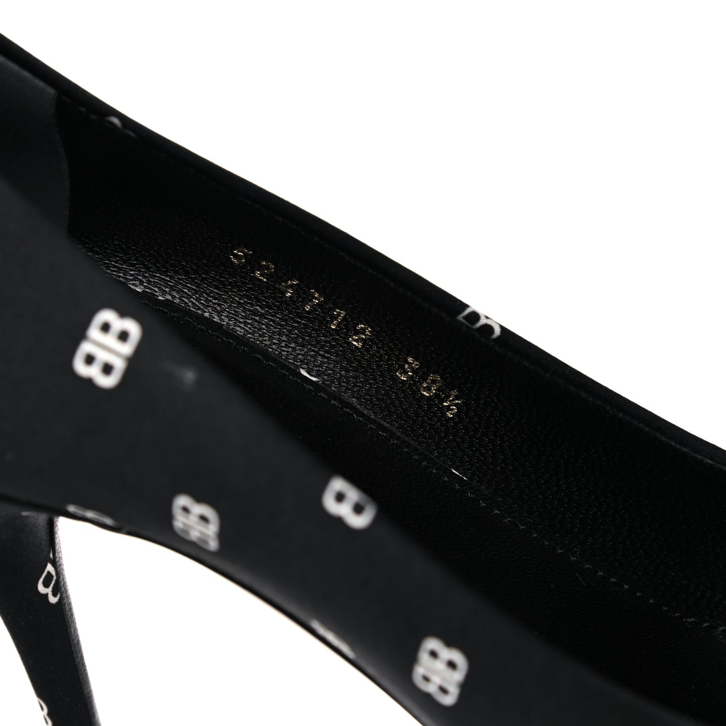 Crepe Satin BB Allover Logo Knife 80mm Pumps 38.5 Black
