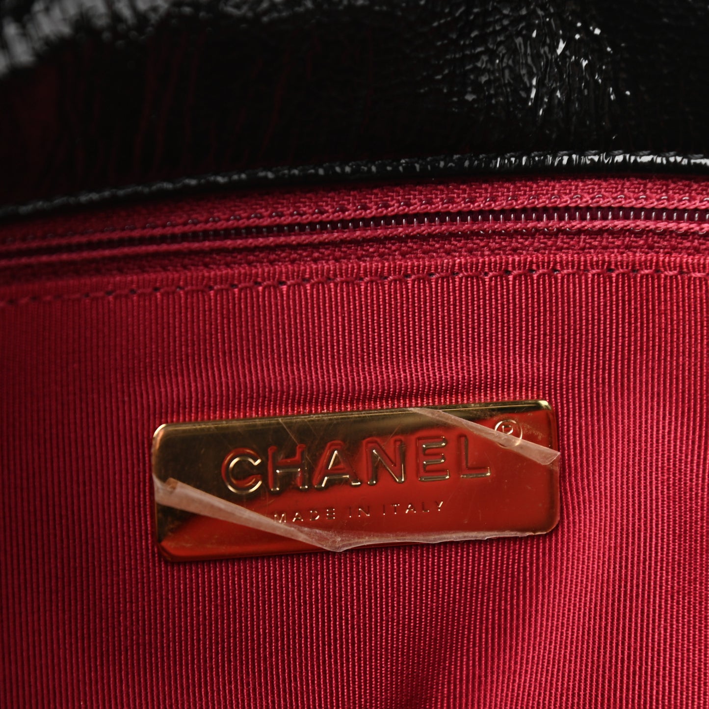 Shiny Crumpled Calfskin Quilted Medium Chanel 19 Flap Black