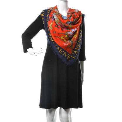 Gucci Wool Silk Flora Snake Print Shawl 2 of 6