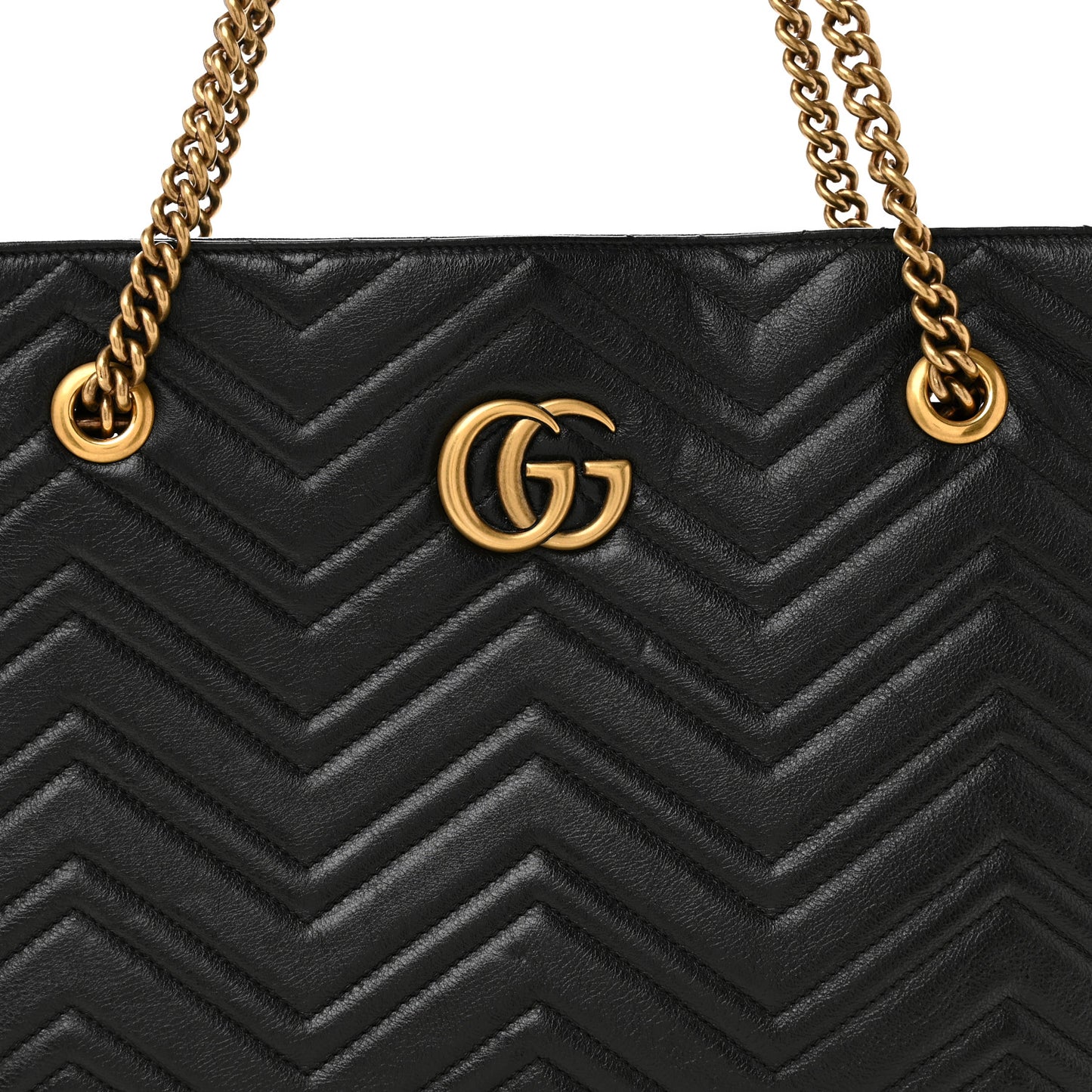 Vintage Calfskin Matelasse Medium GG Marmont Slim Tote Black