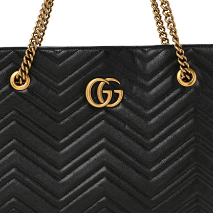 Gucci Vintage Calfskin Matelasse Medium GG Marmont Slim Tote Black 8 of 11