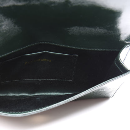 Saint Laurent Textured Patent Belle de Jour Clutch Tartan Green 4 of 8