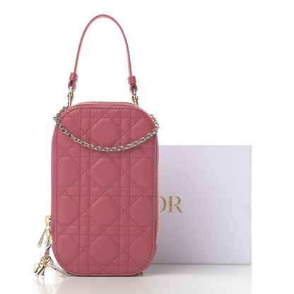 Christian Dior Lambskin Cannage Lady Dior Phone Holder Strawberry Pink 11 of 11