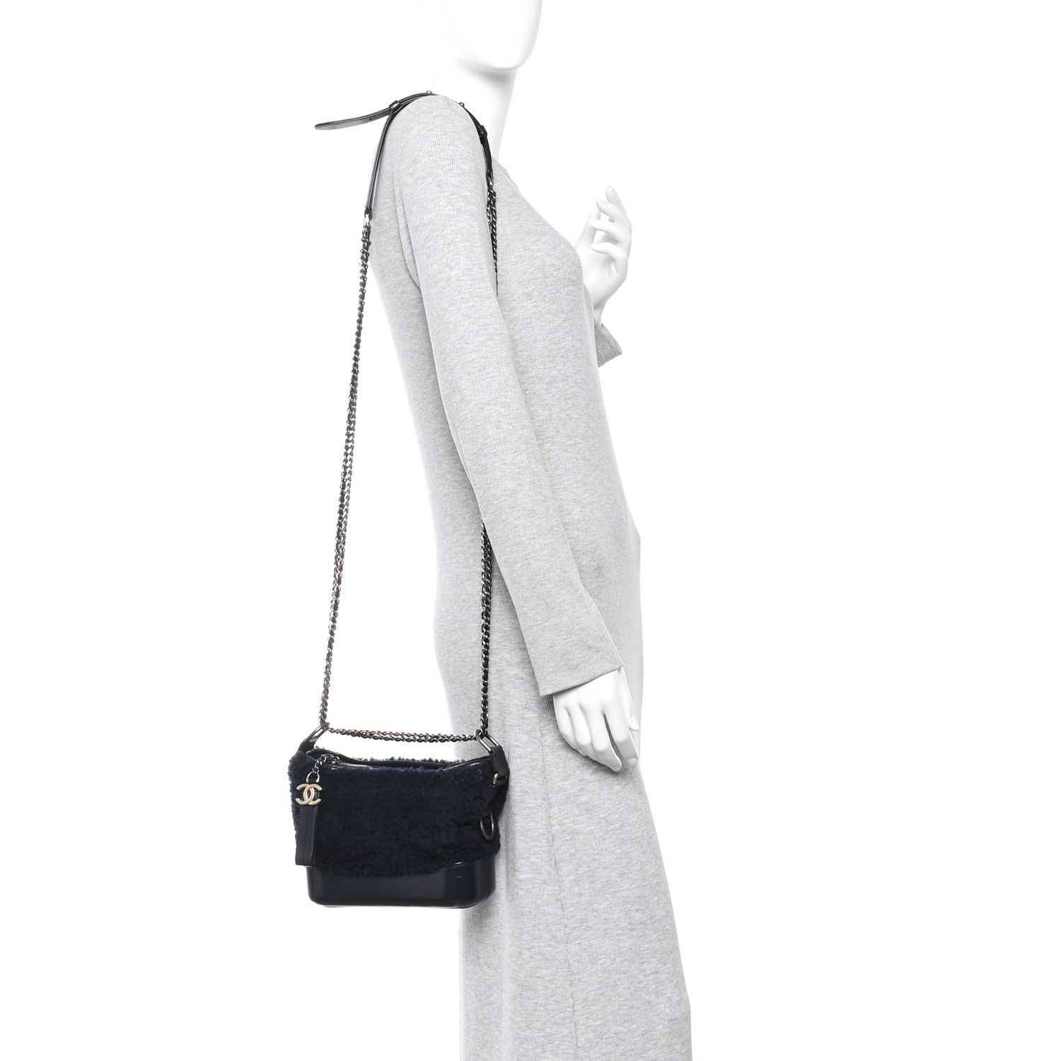 Chanel Shearling Small Gabrielle Hobo Navy 2 of 10