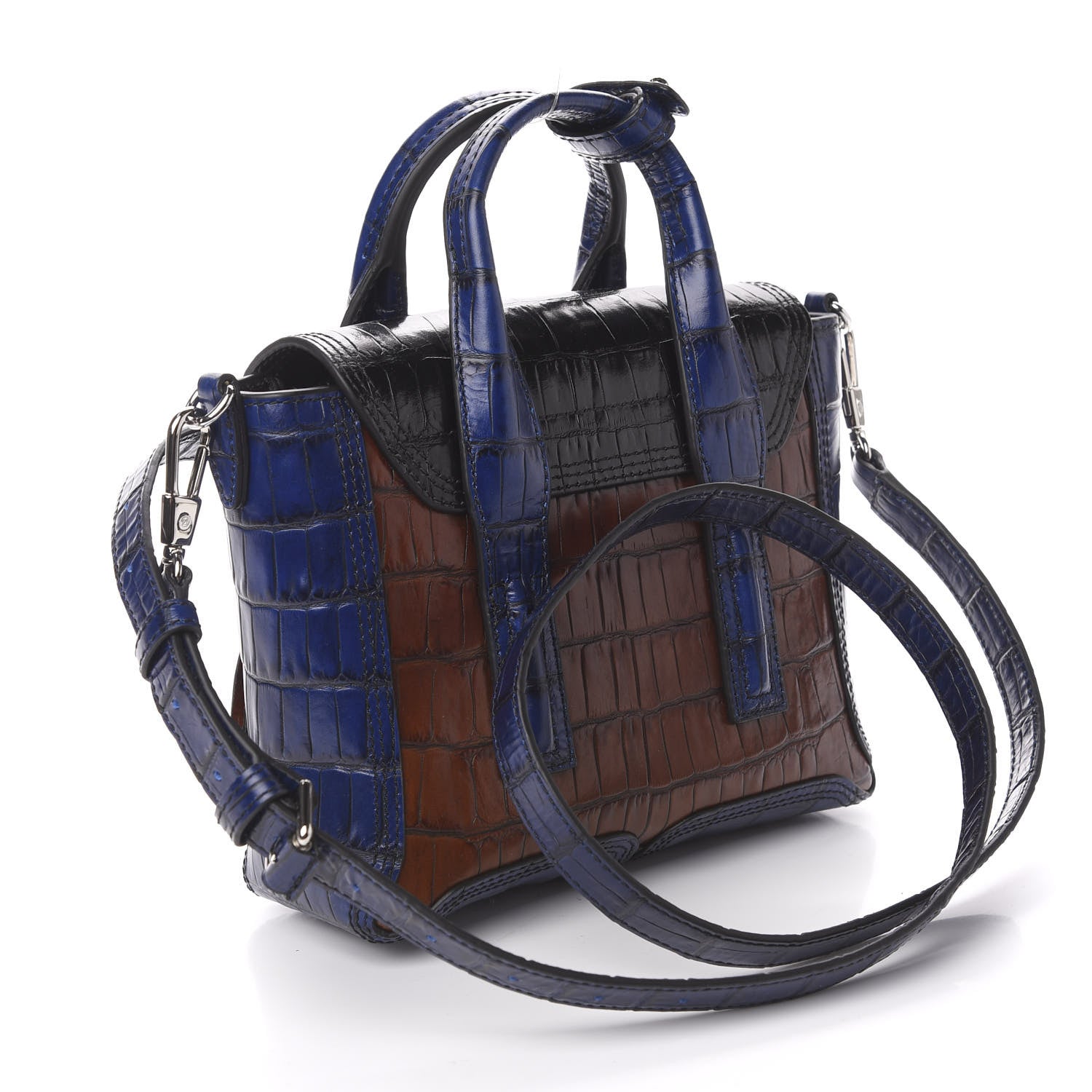 3.1 Phillip Lim 3.1 Calfskin Crocodile Embossed Mini Pashli Black Multicolor 6 of 13
