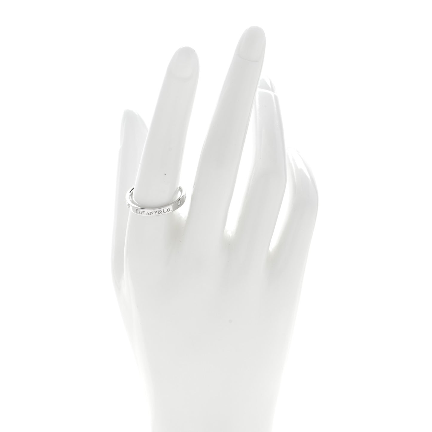 Platinum Diamond Logo Band Ring 58 8.25