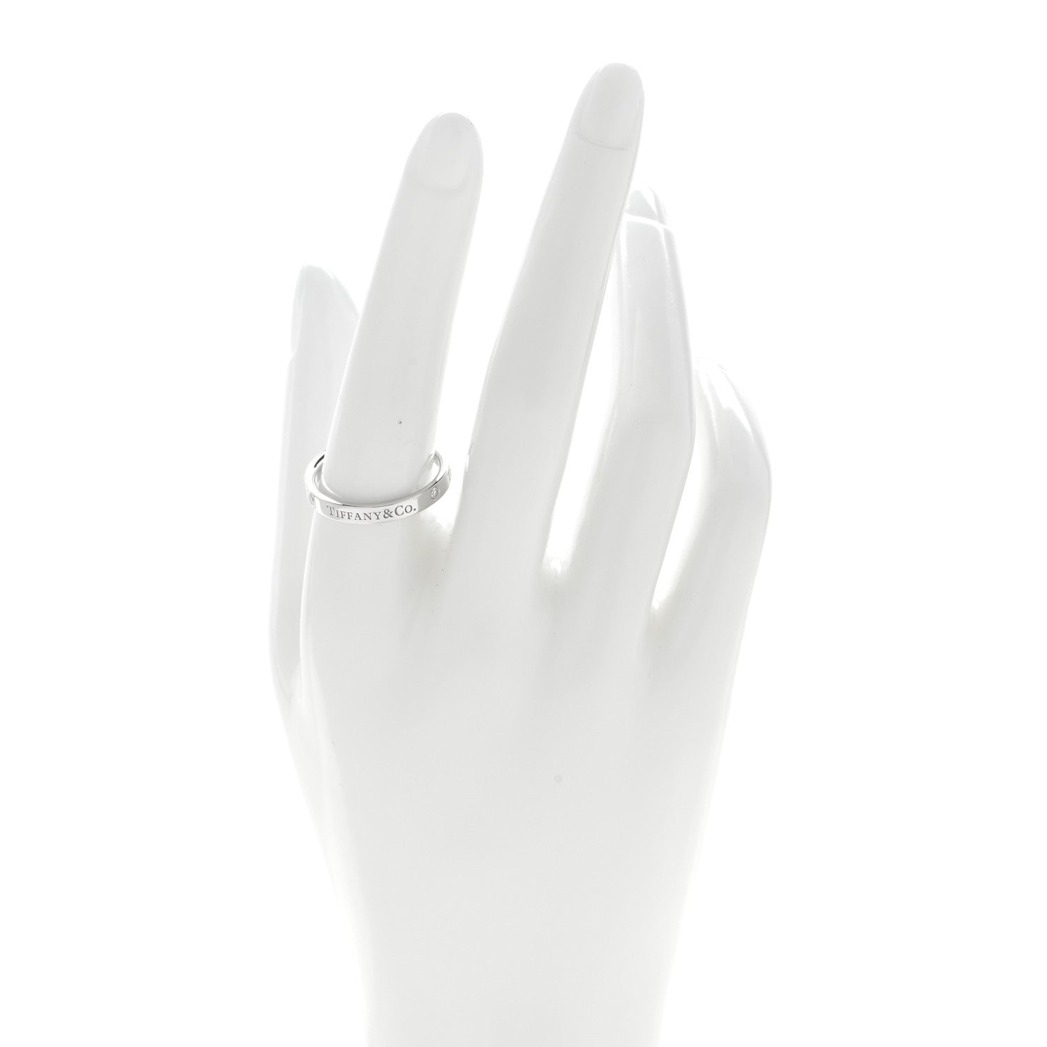 Tiffany Platinum Diamond Logo Band Ring 58 8.25 2 of 5