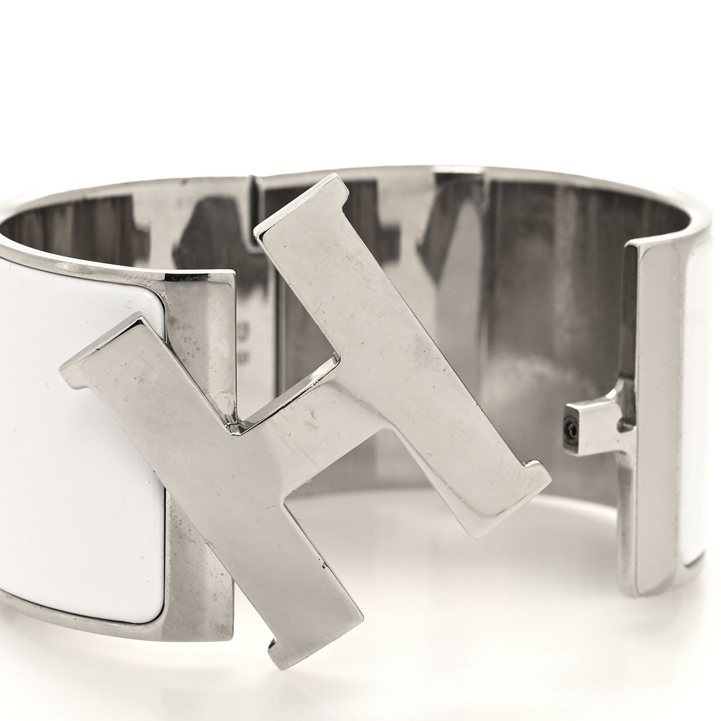 Enamel Extra Wide Clic Clac H Bracelet PM White