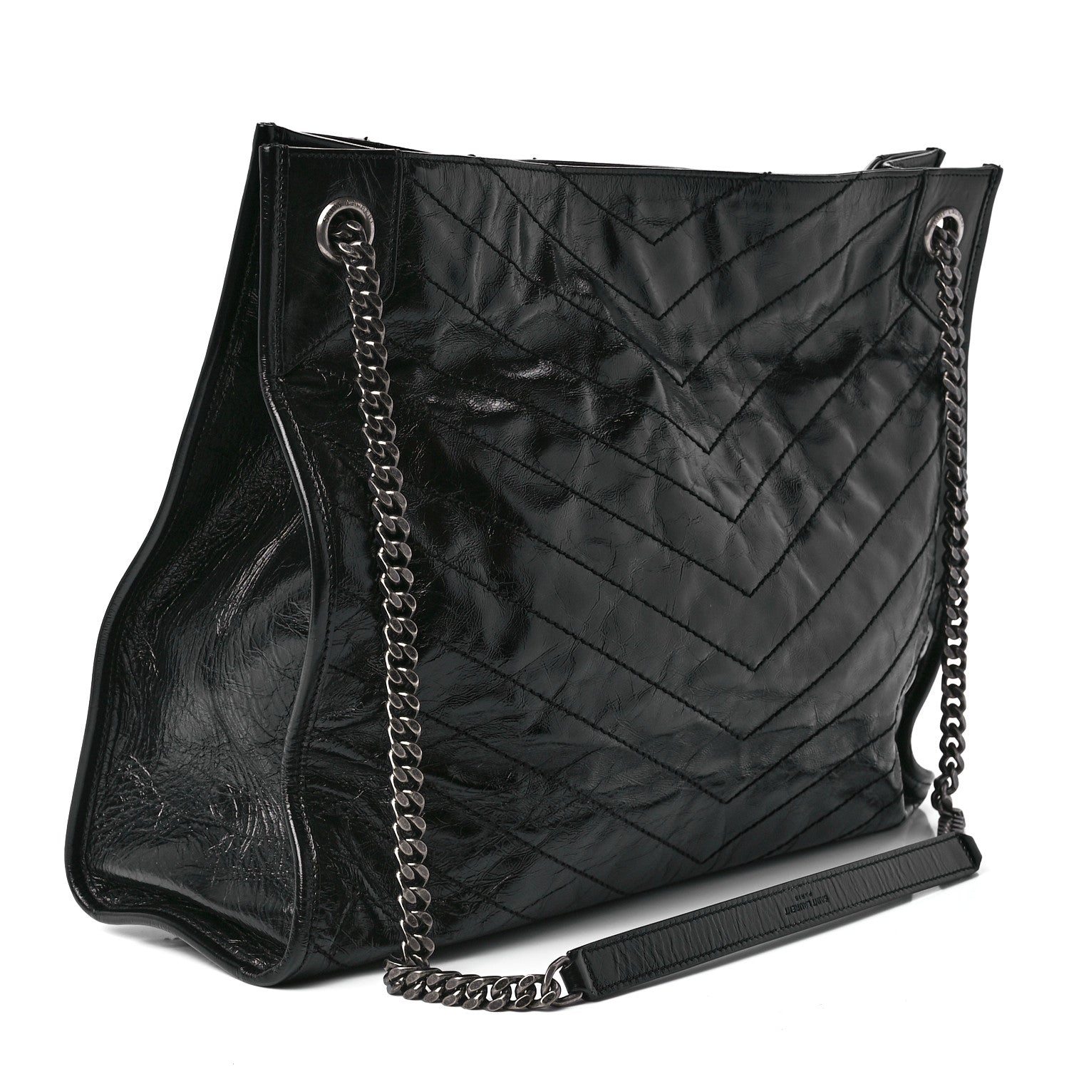 Saint Laurent Crinkled Calfskin Matelasse Monogram Niki Shoulder Bag Black 3 of 11