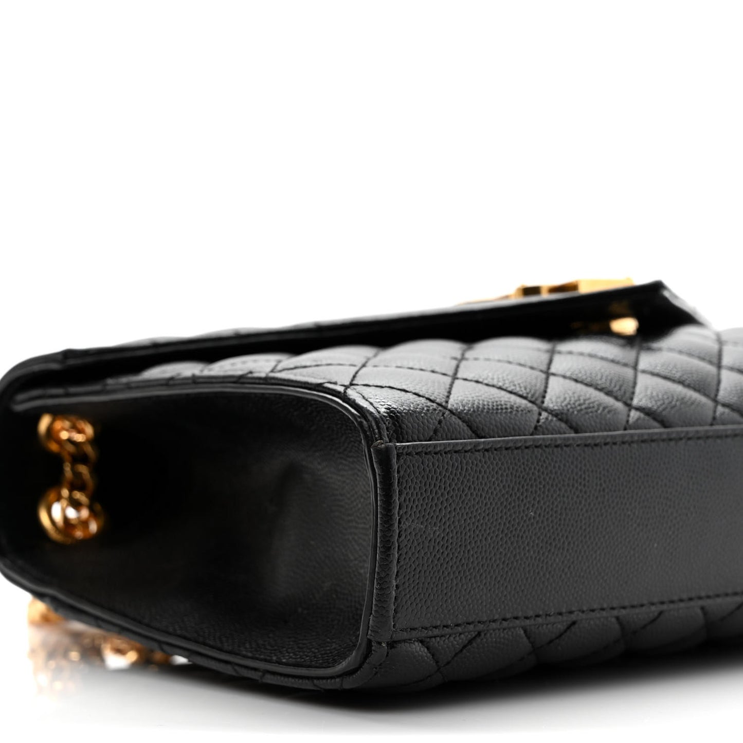 Grain De Poudre Textured Mixed Matelasse Triquilt Medium Monogram Satchel Black