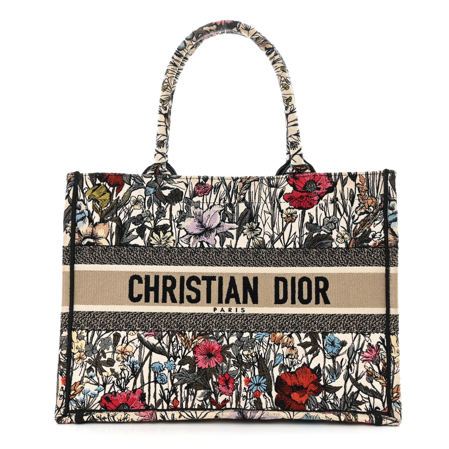 Christian Dior Canvas Embroidered Medium Mille Fleurs Book Tote Multicolor 1 of 13