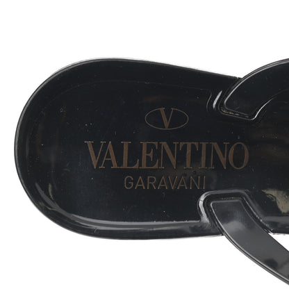Valentino Garavani PVC Jelly Rockstud Bow Thong Sandals 37 Black 7 of 7