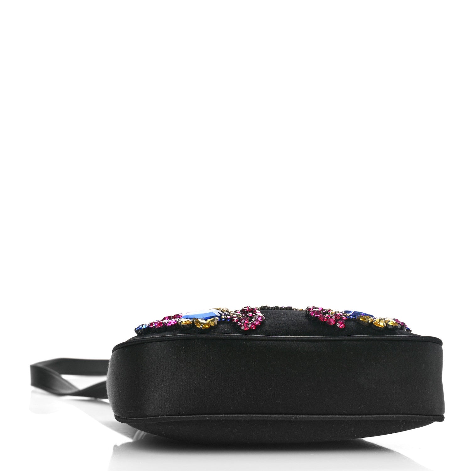 Versace Satin Crystal Embellished La Medusa Mini Hobo Bag Black Multicolor 4 of 8