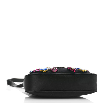 Versace Satin Crystal Embellished La Medusa Mini Hobo Bag Black Multicolor 4 of 8