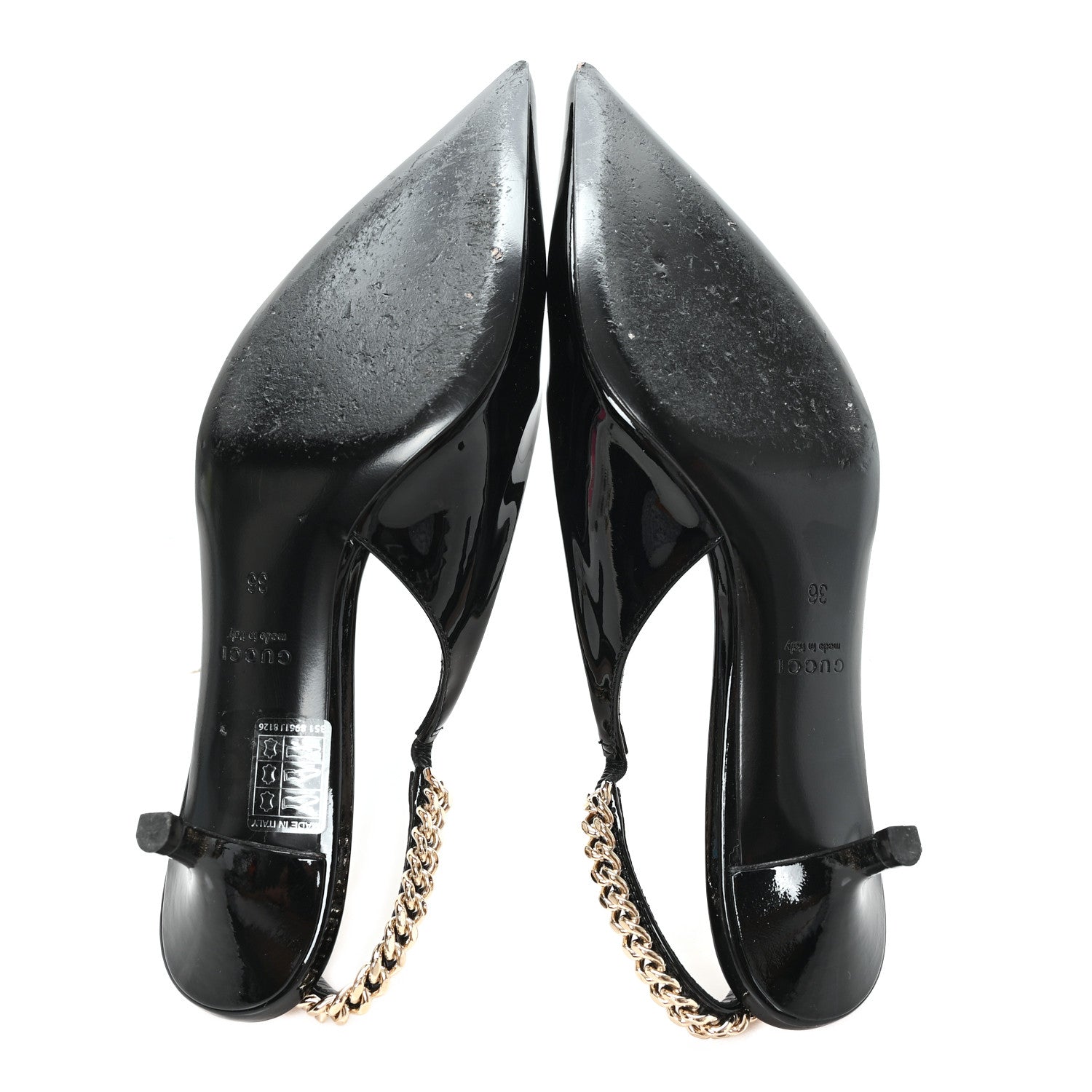 Gucci Patent Signoria 35mm Slingback Pumps 36 Black 6 of 9
