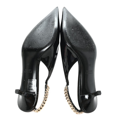 Gucci Patent Signoria 35mm Slingback Pumps 36 Black 6 of 9