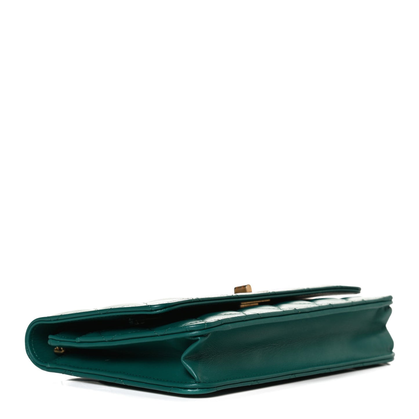 Aged Calfskin Quilted 2.55 Reissue Wallet on Chain WOC Green
