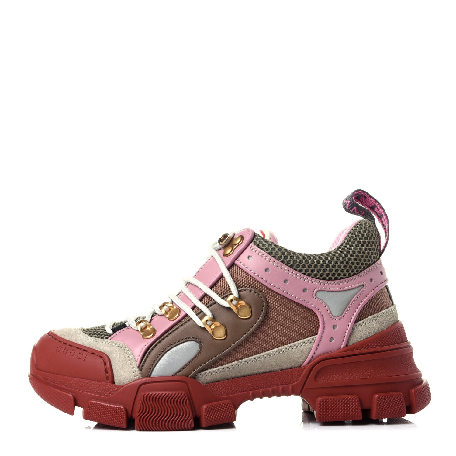Gucci X SEGA Mesh Canvas Calfskin Womens Flashtrek Sneakers 36 Military Oatmeal Carmine Rose Ardesia 1 of 10