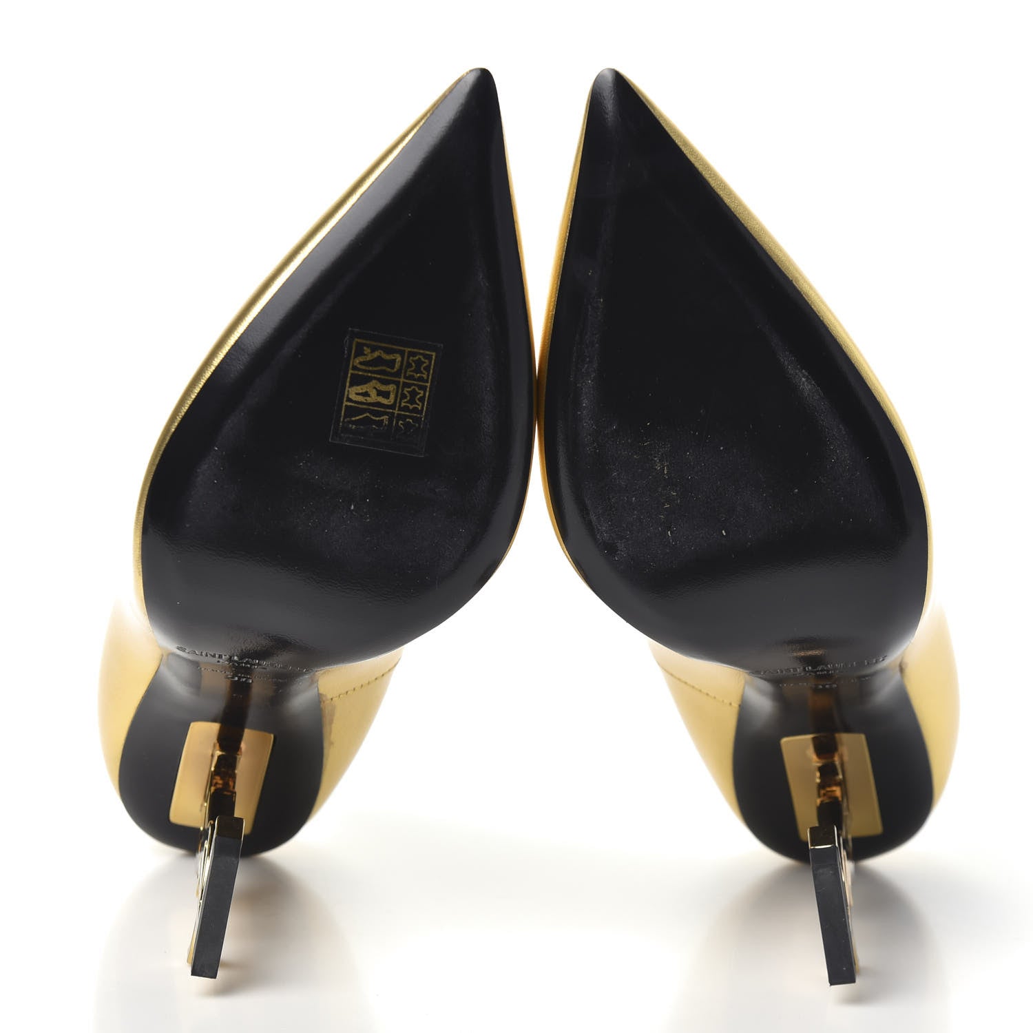 Saint Laurent Calfskin Opyum 100 Pumps 38 Gold 7 of 7