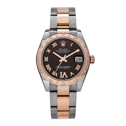 Rolex Stainless Steel 18K Everose Gold Diamond 31mm Oyster Perpetual Datejust Watch Chocolate Roman 178341 1 of 4